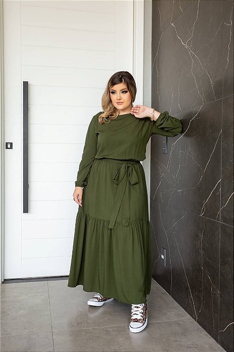 Vestido Anne- Verde Musgo - LookJoy - Para Mulheres Modernas e reais
