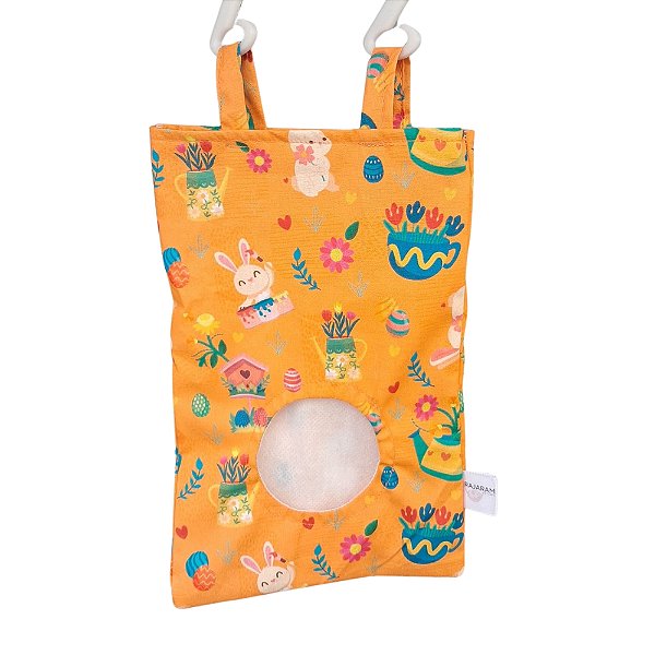 Saco Porta-Feno para Coelhos e Porquinho da Índia - Estampa Coelhos e Flores