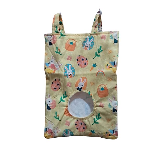 Saco Porta-Feno para Coelhos e Porquinho da Índia - Estampa Páscoa Feliz