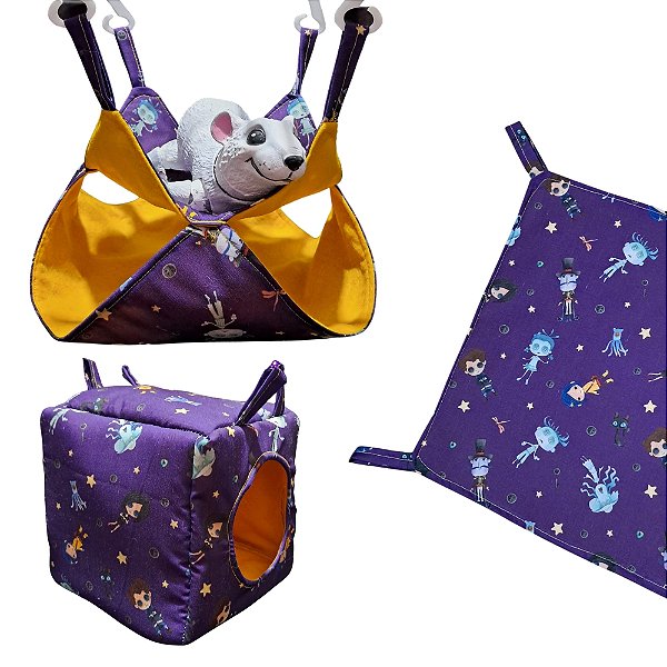 Kit 3 peças de Rede para Rato Twister - Estampa Coraline