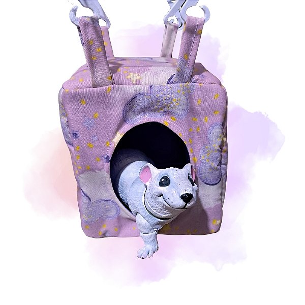 Cubo/Toca para Rato Twister 15x15cm - Estampa Nuvens