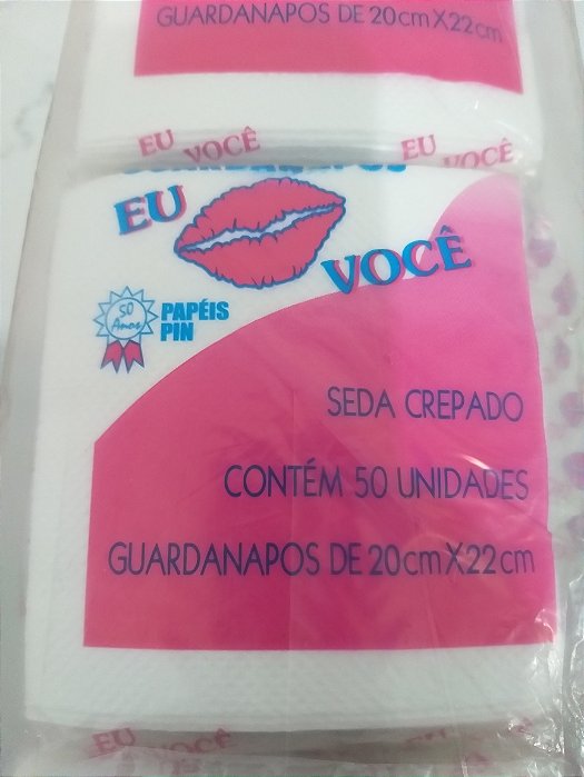 Guardanapo seda crepado 20 x 22 eu/você C/18 Pct x 50 un