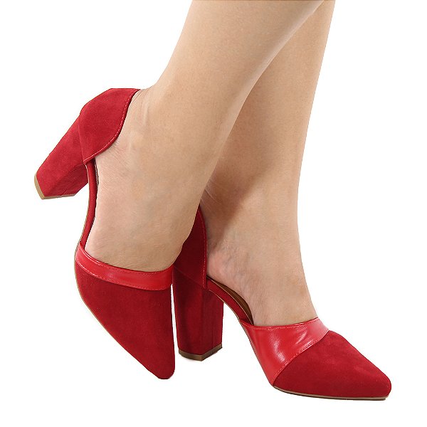 Scarpin Gioh Shoes Salto Alto Bloco Chic Vermelho