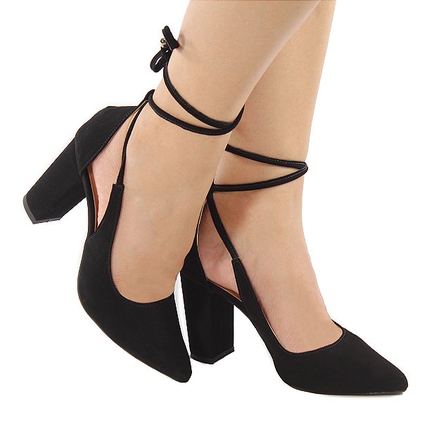 Scarpin Gioh Shoes Salto Alto Bloco Toe Preto