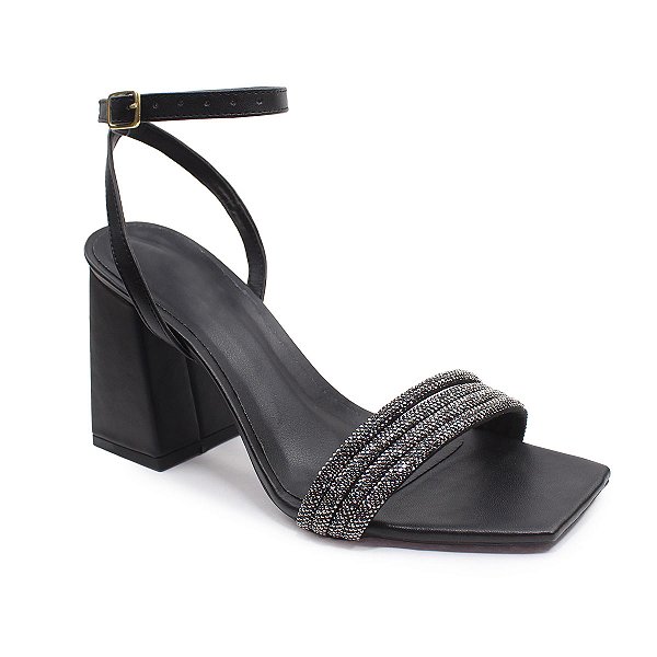 SANDALIA GIOH SHOES BLOCO ALTO PRETO COM CHUMBO