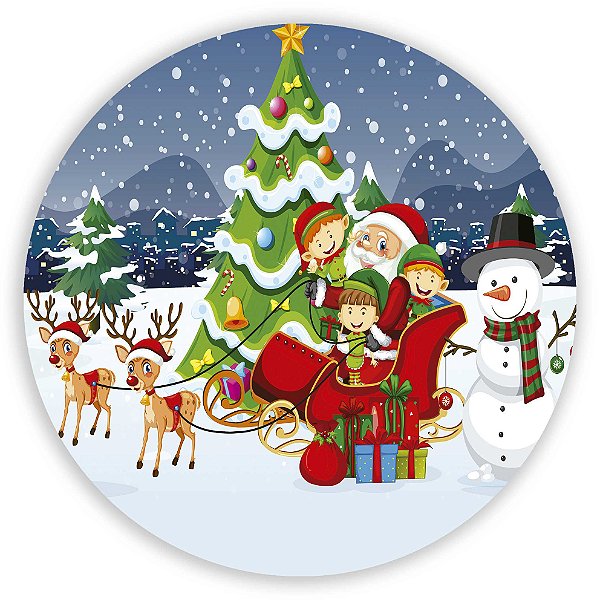 Painel Redondo - Natal - Ano Novo  - Sublimado 3D