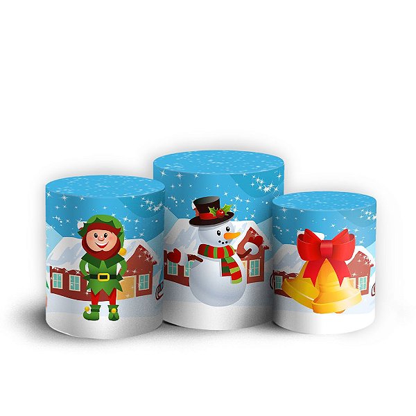 Trio Cilindro - Ano Novo - Natal - Sublimado 3D + Elástico