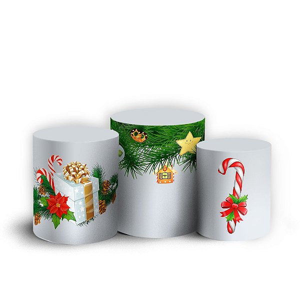 Trio Cilindro - Ano Novo - Natal - Sublimado 3D + Elástico