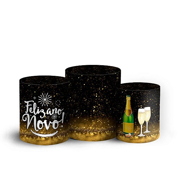 Trio Cilindro - Ano Novo - Natal - Sublimado 3D + Elástico