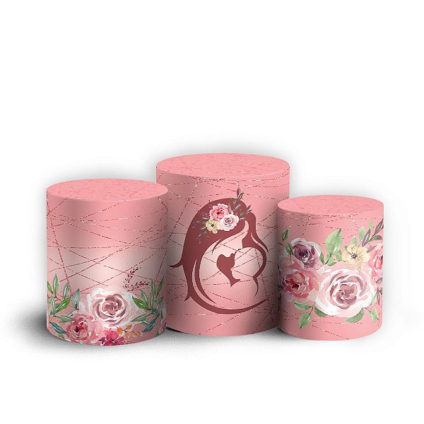 Trio Cilindro - Dia das Mães - Sublimado 3D + Elástico
