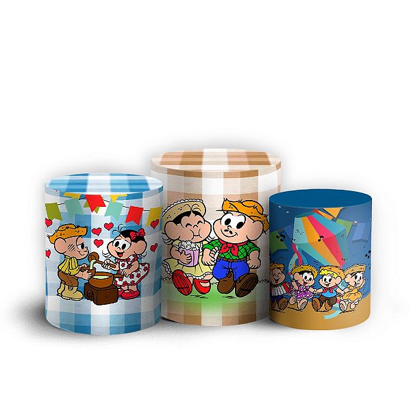 Trio Cilindro - Festa Junina Turma da Monica - Sublimado 3D + Elástico