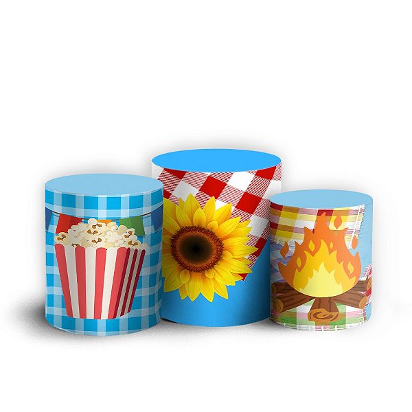 Trio Cilindro - Festa Junina - Sublimado 3D + Elástico