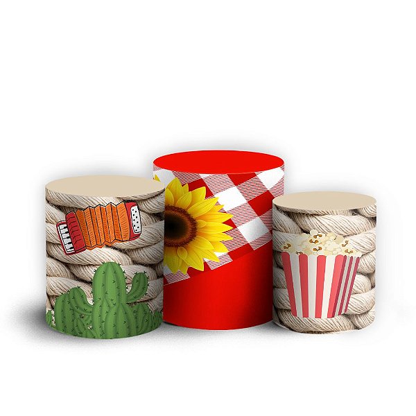 Trio Cilindro - Festa Junina - Sublimado 3D + Elástico