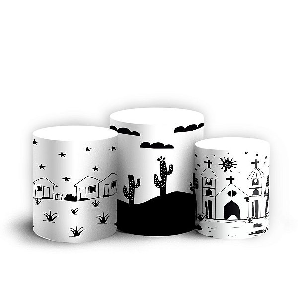 Trio Cilindro - Festa Junina - Sublimado 3D + Elástico