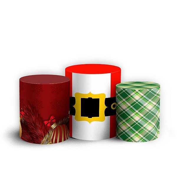 Trio Cilindro - Natal - Ano Novo - Sublimado 3D + Elástico