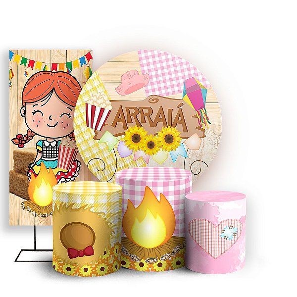 KIT Redondo Trio e Faixa - Festa Junina - Sublimado 3D