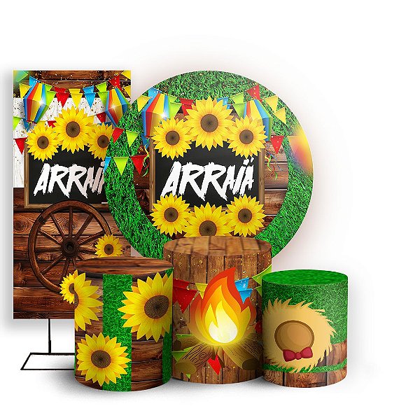 KIT Redondo Trio e Faixa - Festa Junina - Sublimado 3D