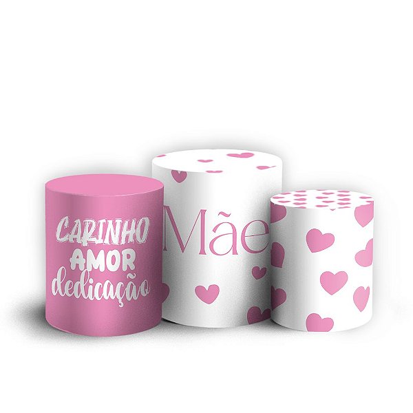 Trio Cilindro - Dia das Maes - Sublimado 3D + Elástico