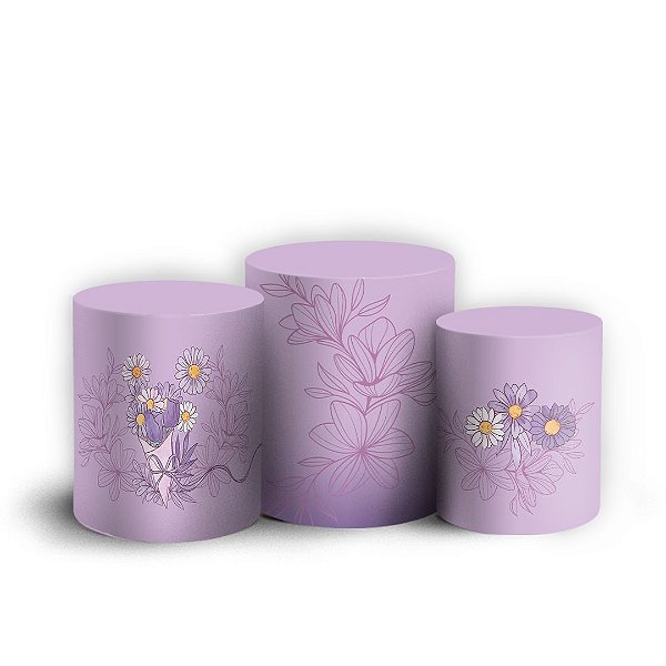 Trio Cilindro - Dia das Mães - Sublimado 3D + Elástico