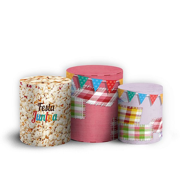 Trio Cilindro - Festa Junina - Sublimado 3D + Elástico