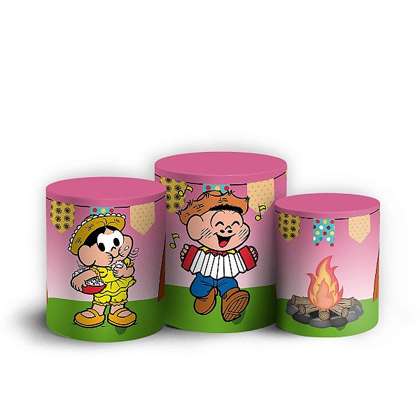 Trio Cilindro - Festa Junina Turma da Monica - Sublimado 3D + Elástico