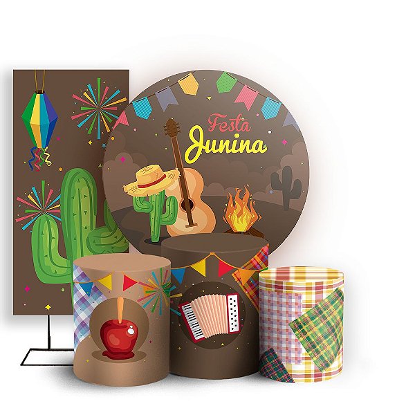 KIT Redondo Trio e Faixa - Festa Junina  - Sublimado 3D