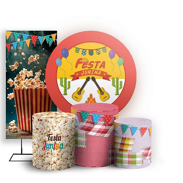 KIT Redondo Trio e Faixa - Festa Junina  - Sublimado 3D
