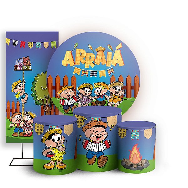 KIT Redondo Trio e Faixa - Festa Junina Turma da Monica  - Sublimado 3D