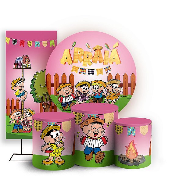 KIT Redondo Trio e Faixa - Festa Junina Turma da Monica  - Sublimado 3D