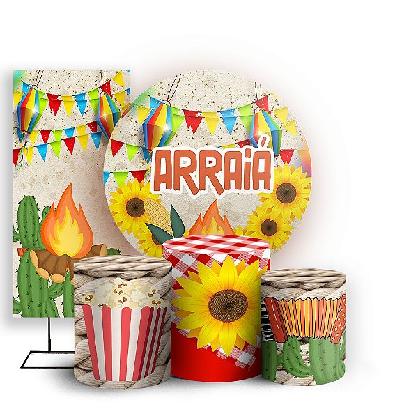 KIT Redondo Trio e Faixa - Festa Junina - Sublimado 3D