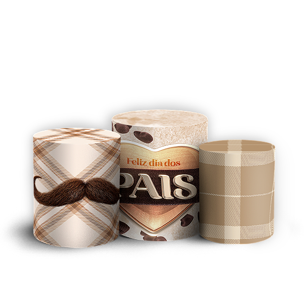 Trio Cilindro - Dia Dos Pais - Sublimado 3D + Elástico