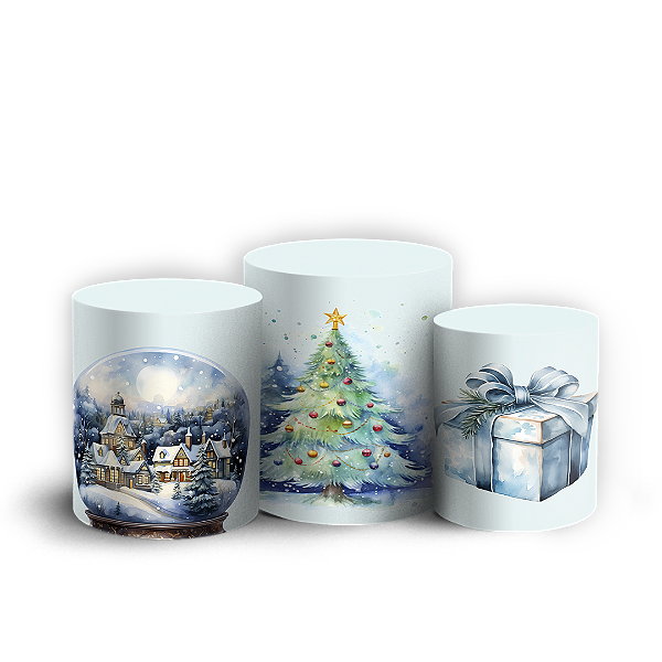 Trio Cilindro - Natal - Sublimado 3D + Elástico
