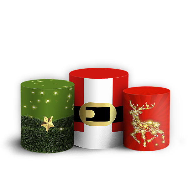 Trio Cilindro - Natal - Sublimado 3D + Elástico