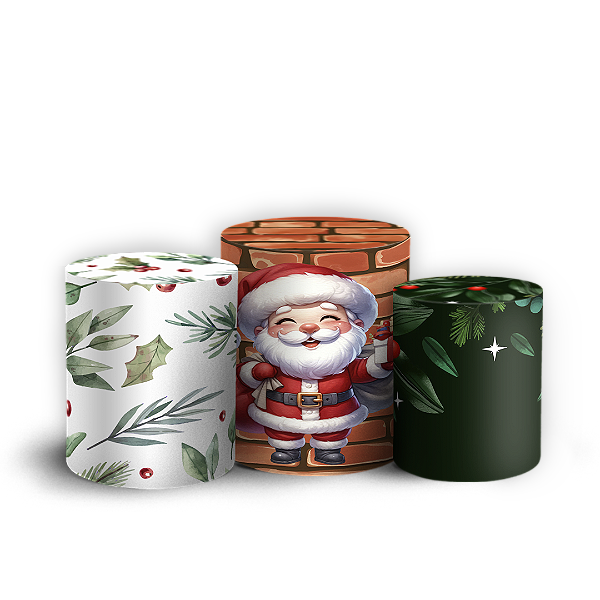 Trio Cilindro - Natal - Sublimado 3D + Elástico