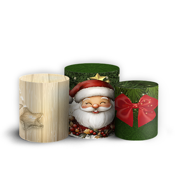 Trio Cilindro - Natal - Sublimado 3D + Elástico