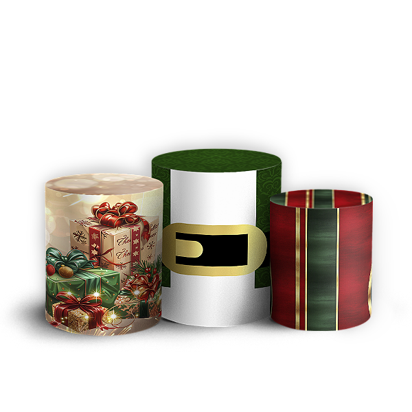 Trio Cilindro - Natal - Sublimado 3D + Elástico