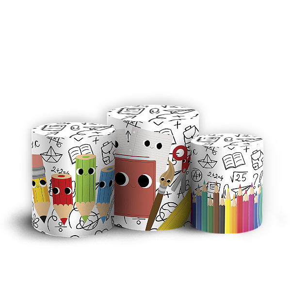 Trio Cilindro Sublimado 3D - Volta as Aulas