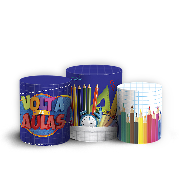 Trio Cilindro Sublimado 3D - Volta as Aulas