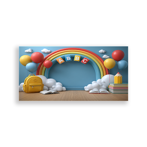 Painel Retangular Sublimado 3D - Fundo Fotografico Escola ABC