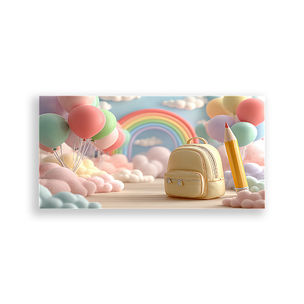 Painel Retangular Sublimado 3D - Fundo Fotografico Escola ABC