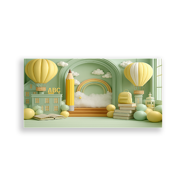 Painel Retangular Sublimado 3D - Fundo Fotografico Escola ABC