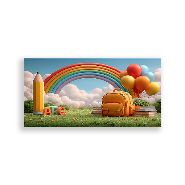 Painel Retangular Sublimado 3D - Fundo Fotografico Escola ABC
