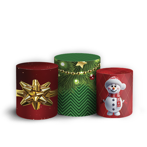 Trio Cilindro Sublimado 3D - Natal