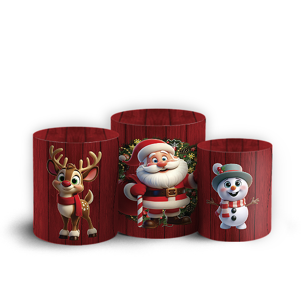 Trio Cilindro Sublimado 3D - Natal
