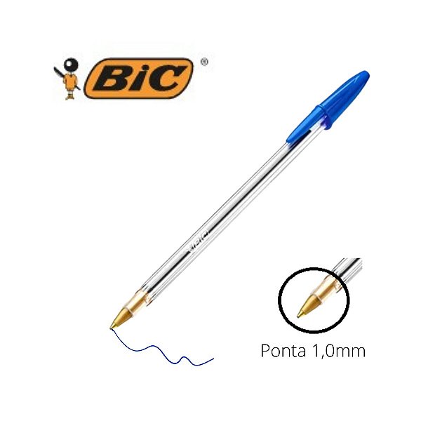 Caneta Bic Cristal Azul Ponta Média