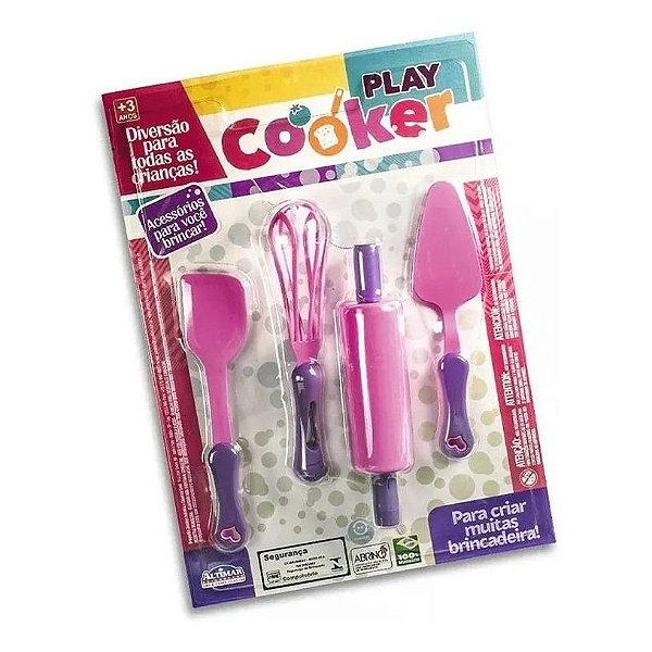 Brinquedo Cartela Kit Confeiteiro 4 Peças - Play Cooker