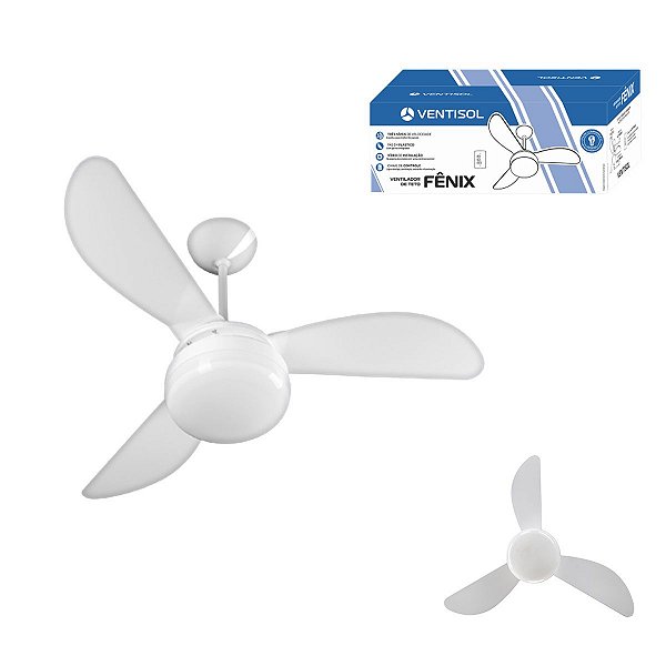 Ventilador De Teto Wind Fênix 3 Pás 127V Branco - Ventisol