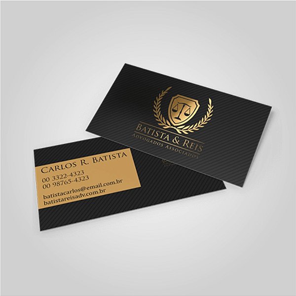 Cartão de Visita Gold Premium | Laminação Fosca f/v + Hotstamp ( Frente ) -  Ketin