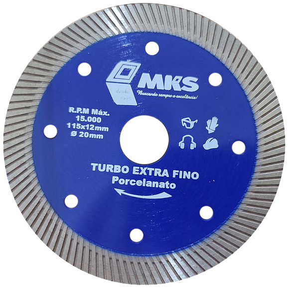 Disco de corte diamantado turbo extrafino Ø 115 mm porcelanato pastilha 12 mm MKS