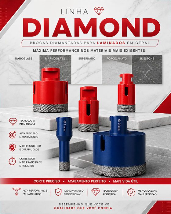 Broca Diamantada para Laminados Linha Diamond